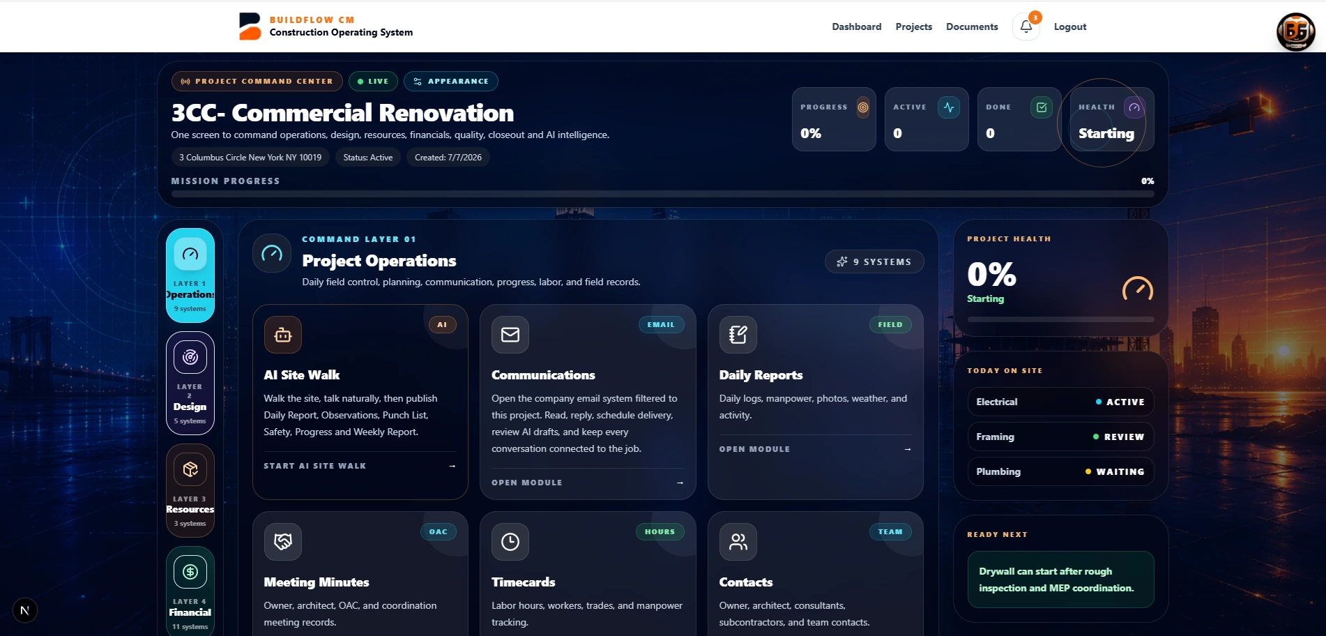 BuildFlow-CM project setup and permissions workflow